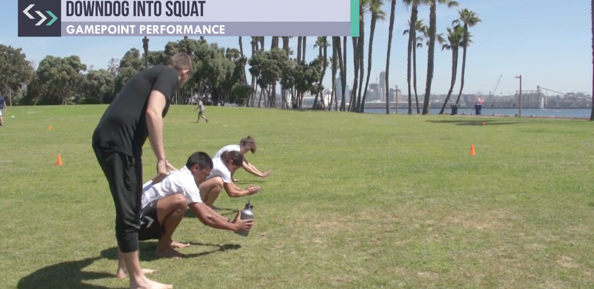 Downdog into Squat (field)