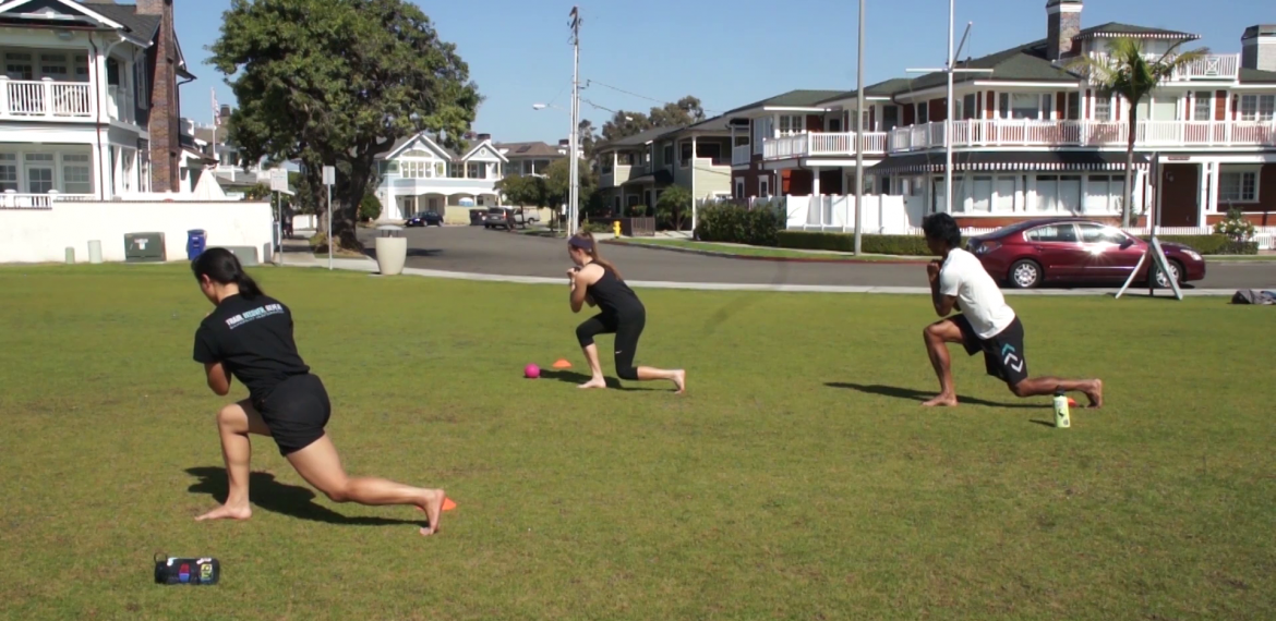 1-2 Kneel Pullback Split Squat Hold Field